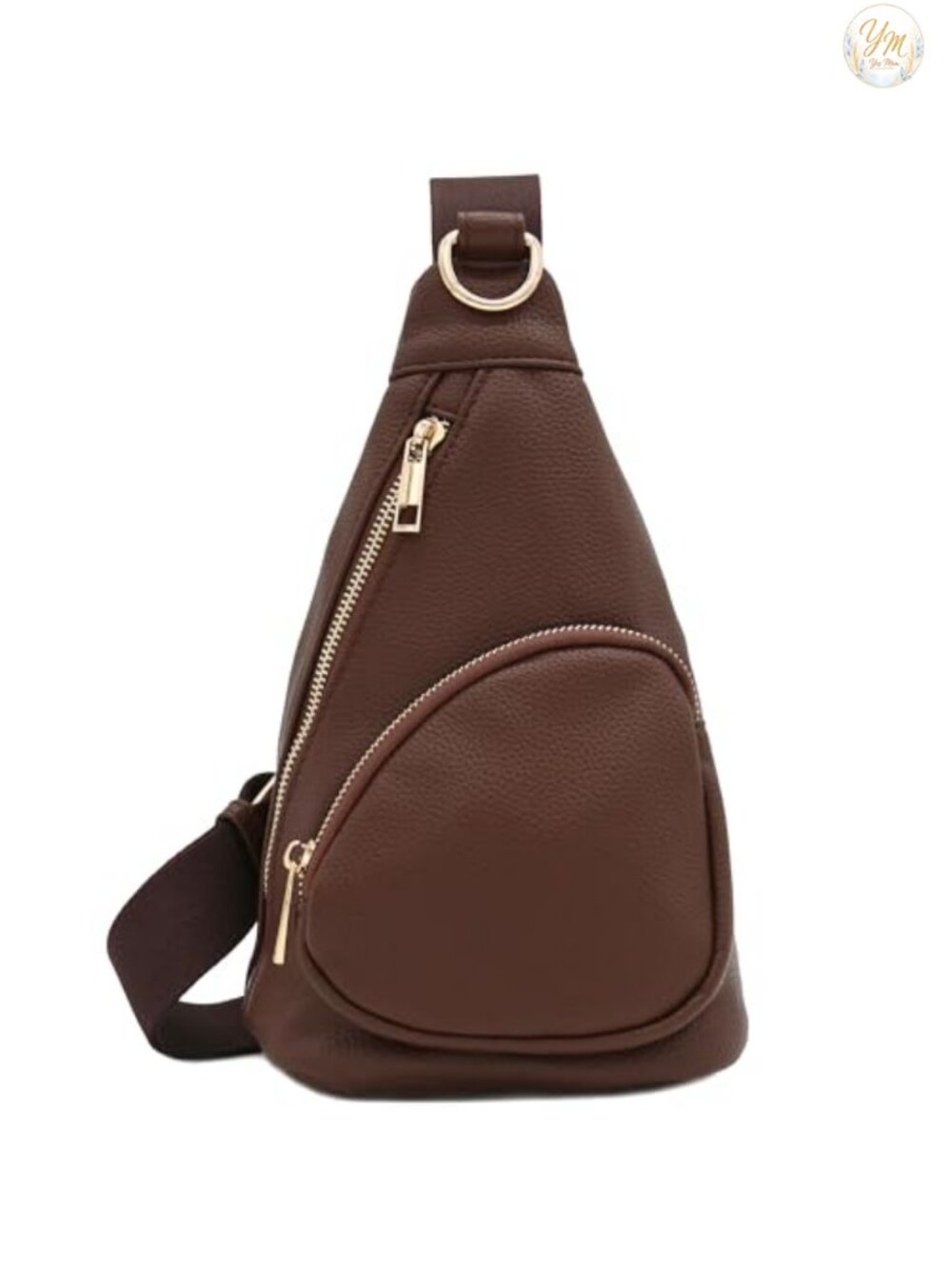 Faux Leather Triangle Sling Bag Crossbody Adjustable Strap
